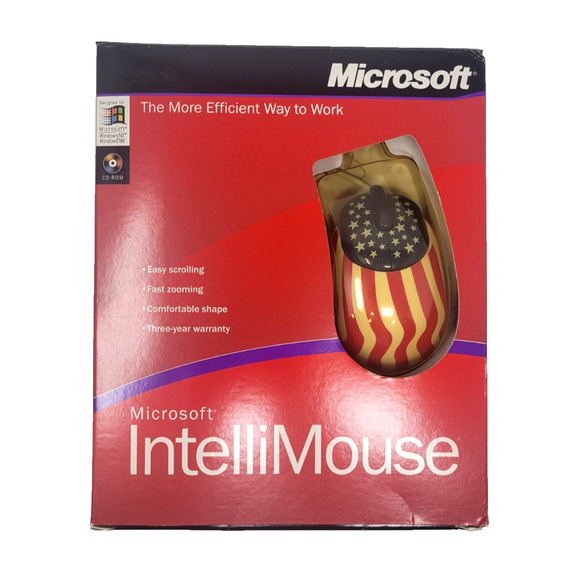 Vintage 1999 Microsoft Intellimouse RARE American Flag Print Tested and Working - Picture 1 of 6